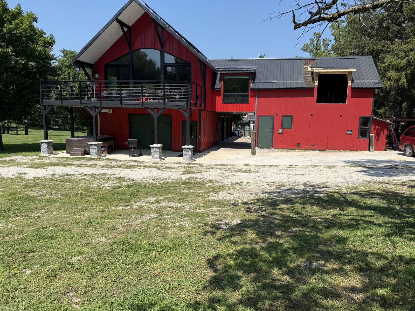 Modern red barnhouse exterior