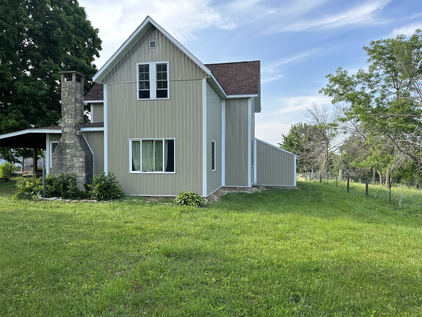 Farmhouse back corner overlooking yard